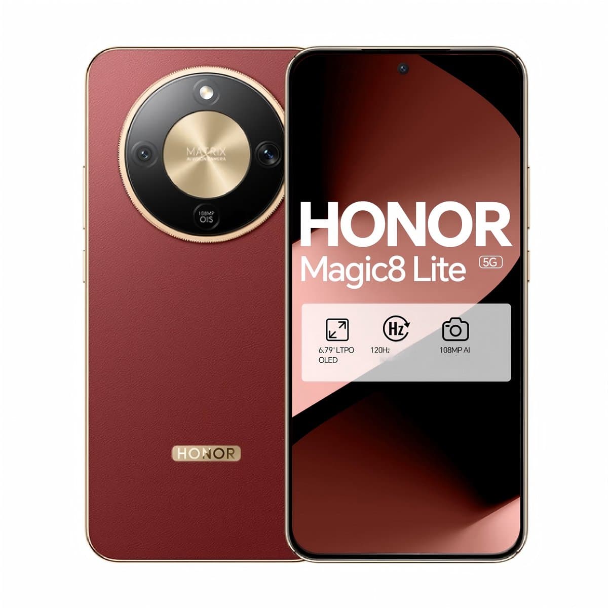 HONOR Magic8 Lite 6.79" Smartphone – 8GB 512GB – 6.79" AMOLED – 108MP Camera – 7500mAh – 5G - Roodbruin — afbeelding 1