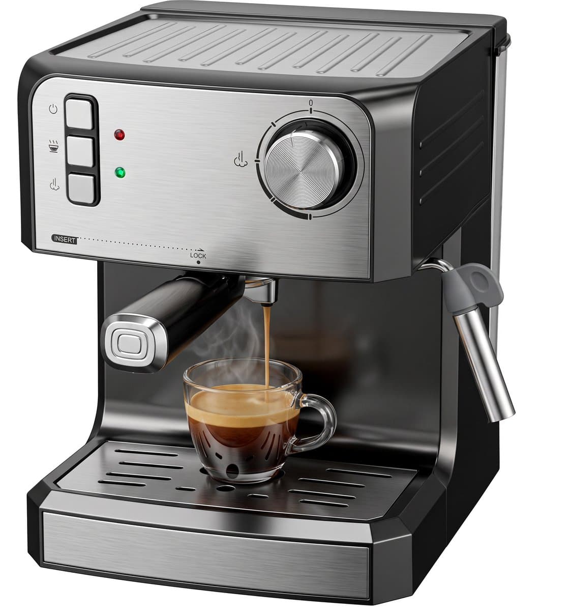 ECTEATOY® espressomachine piston - pistonmachines met Melkopschuimer - Koffiemachine 20 Bar - 1,6L Watertank - 850W - Zwart — afbeelding 1