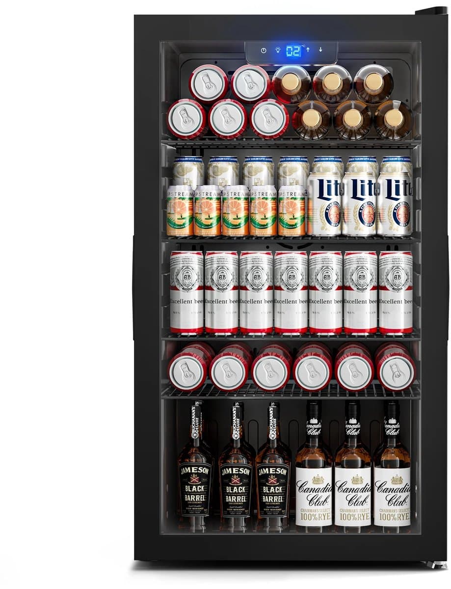 Reky Koelkast - ijskast - Koelkast tafelmodel - Glazen deur - Verstelbare planken & Deur - 90,6L - 45 x 48 x 80 cm - Zwart — afbeelding 1