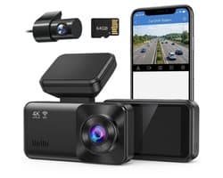 4K Dashcam Auto met Achtercamera 1080P - Wifi App Bediening - Nachtzicht - G-Sensor - Loop Recording - Parkeerbewaking - 2.89 inch Scherm