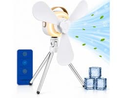 Lifetime Air Tafelventilator - Ventilator USB-C Oplaadbaar - Statief Ventilator met Nachtlampje en Afstandsbediening - Ventilator met Afstandsbediening en 3 Snelheden - Wit — afbeelding 1