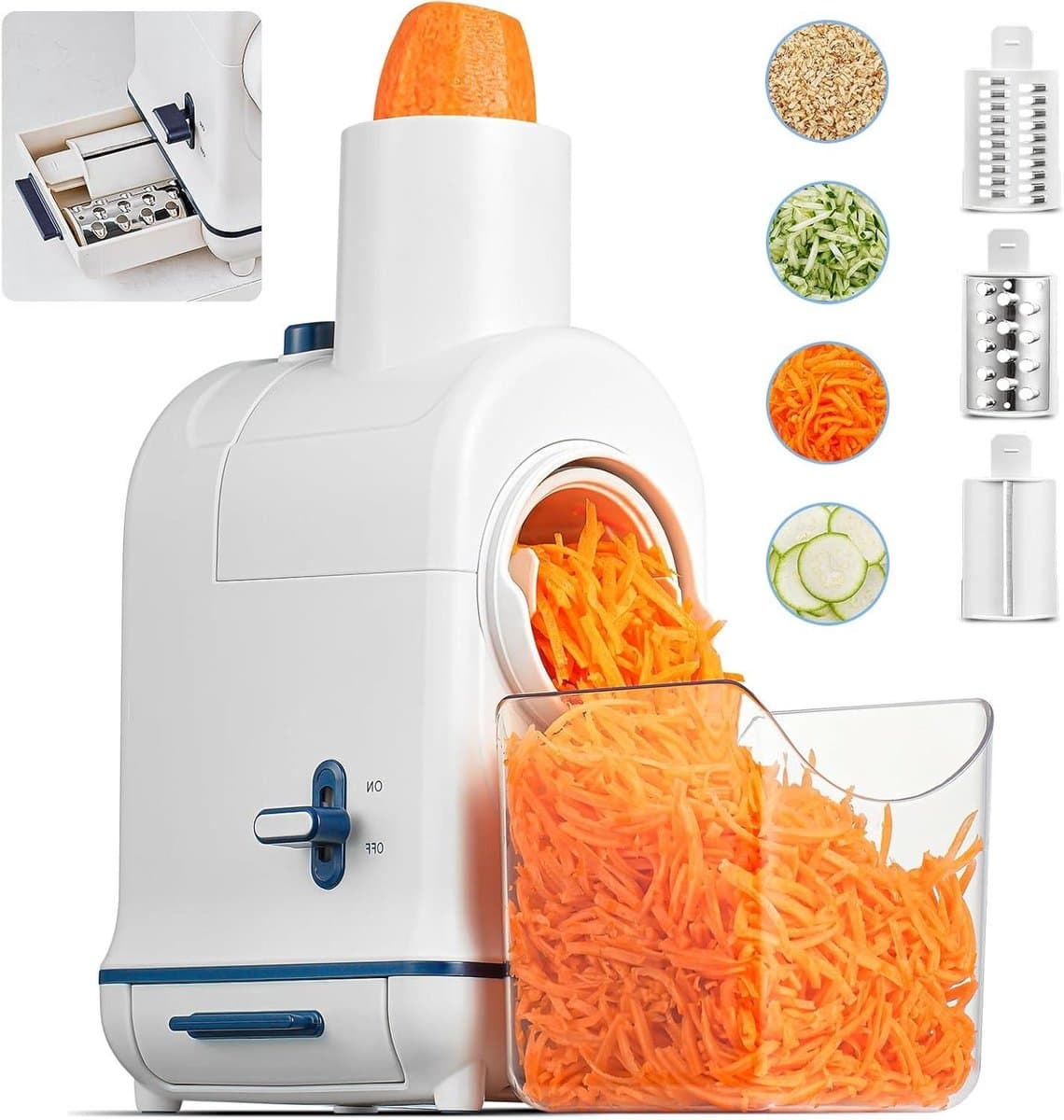 Elektrische Groentesnijder - Keukenmachine Hakker - Snel Ingrediënten Snijden - Stille Motor Upgrade - 800ml Opbergdoos - Wit — afbeelding 1