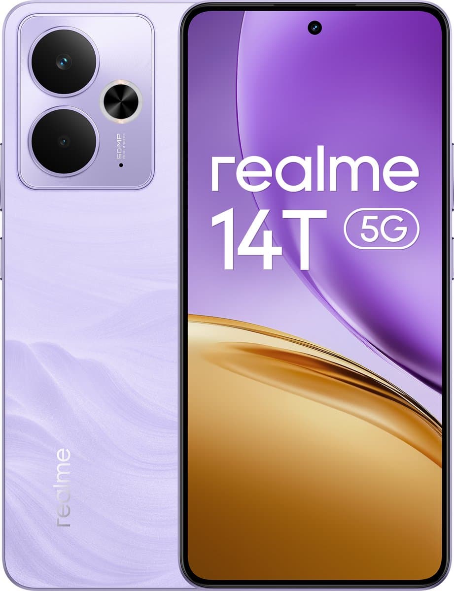 Realme 14T Smartphone - 8 GB RAM - 256 GB ROM - 5260mAh - 6,67 inch HD - IP 69 - Paars — afbeelding 1