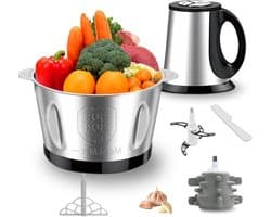 Keuken Chopper - Mini Foodprocessor - Snel Ingrediënten - 3 Snelheden Instelbaar - 14 x 21 x 27 cm - Zilver