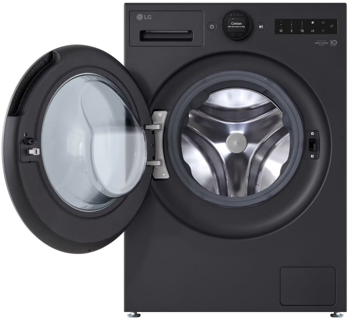 LG F4WX809YBA wasmachine 9 kg met AI DD™ voor betere stofverzorging, TurboWash360˚™ voor snel en grondig wassen in ca. 39 min, ezDispense™ voor automatisch doseren, Steam™ verwijdert allergenen en bacteriën, ThinQ™ slimme bediening. Energieklasse A. — afbeelding 1