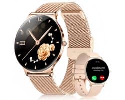 FOSMET Smartwatch Dames - Ultradun - 1,56" AMOLED Display - 20 Dagen Batterijduur - IP68 + 5ATM Waterdicht - 150+ Sportmodi - Bluetooth Bellen - SpO2 - Hartslagmeter - Bloeddrukmeting - Slaapmonitor - Notificaties - iOS/Android - Cadeau voor Vrouwen