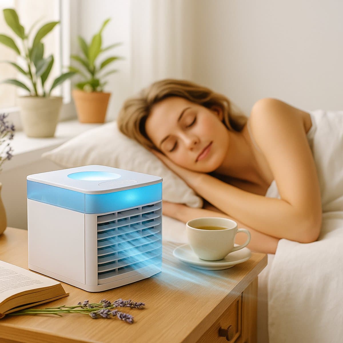 Mobiele airco - Aircooler - Luchtkoeler - Luchtbevochtiger - Ventilator - Tafelventilator — afbeelding 1