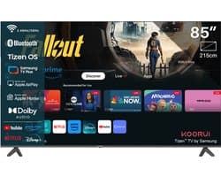 Koorui Tizen by Samsung Smart TV - QLED 4K Ultra HD - 85 inch/216 cm - Voice Controle - Streaming apps – AirPlay – Hotelmodus - HDMI x3, USB x2, CI+ - Tripple Tuner DVB-T/T2/S/S2/C - Frameless Design - Geassembleerd in Nederland - K85D3UQ-T8
