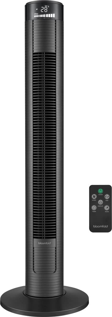 Bloomfold Toren Ventilator - 38 inches - Zwart - Afstandsbediening - Slaapstand - 12 uur Timer - Full Led Display — afbeelding 1