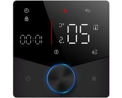 Slimme Thermostaat - Temperatuurregelaar App - Energie Besparen - 7-Daags Programma - Inbouw Paneel - Zwart