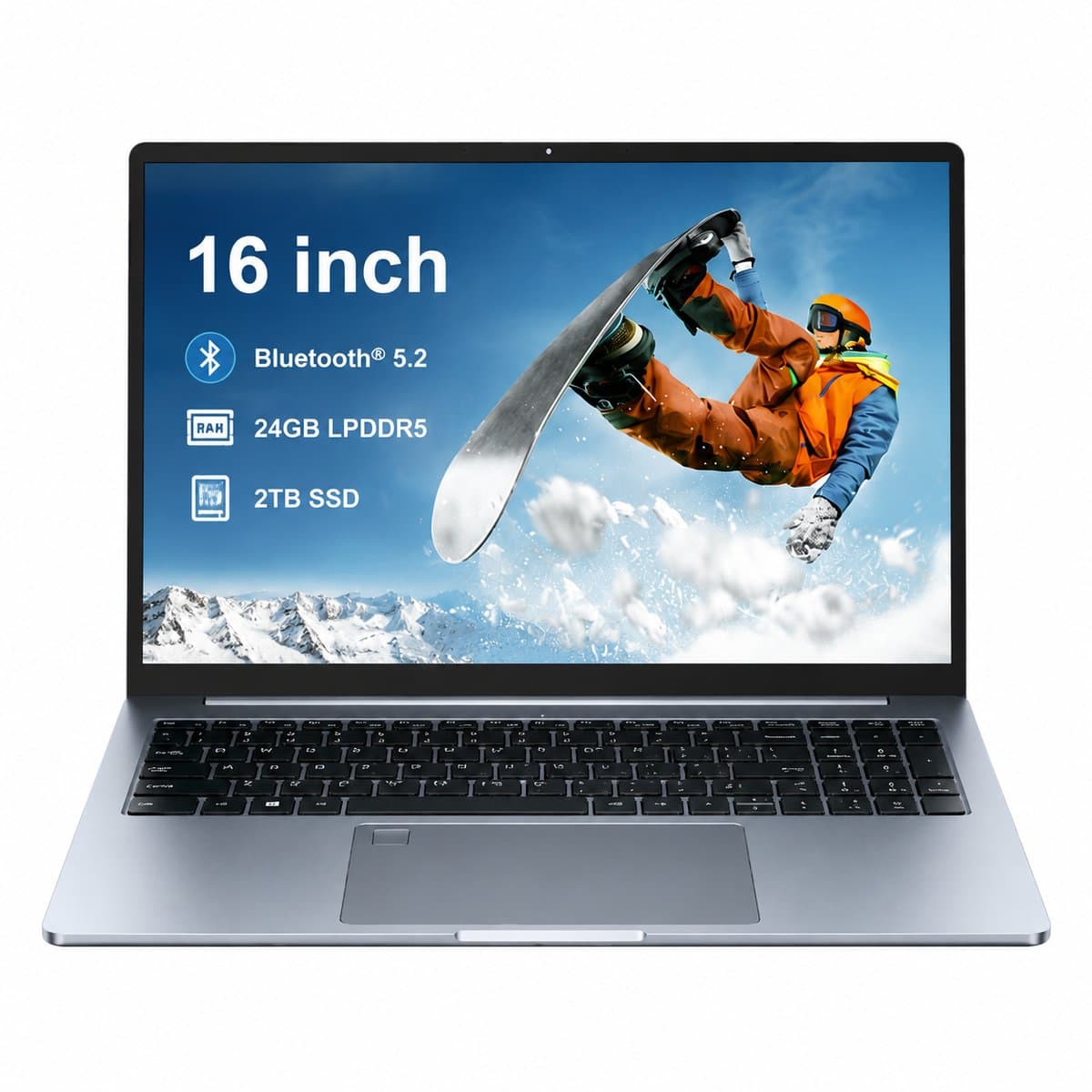 Ninkear 16 inch Laptop Intel Core Ultra 5 225H - 24GB LPDDR5 - 2TB SSD - 2560x1600 120Hz Display - WiFi 6 - Bluetooth 5.2 - Vingerafdruk - Windows 11 — afbeelding 1