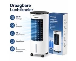 Glowstride - Luchtkoeler 6L - 65W - airco - 3 Snelheden - Waterkoelventilator - 3 Snelheden - Waterkoelventilator - mobiele koeler - met ijsboxen