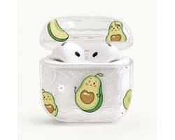 Enluxe Case geschikt voor Airpods 4 - Avocado Print - Hardcase met Karabijnhaak, Schokbestendig Hoesje