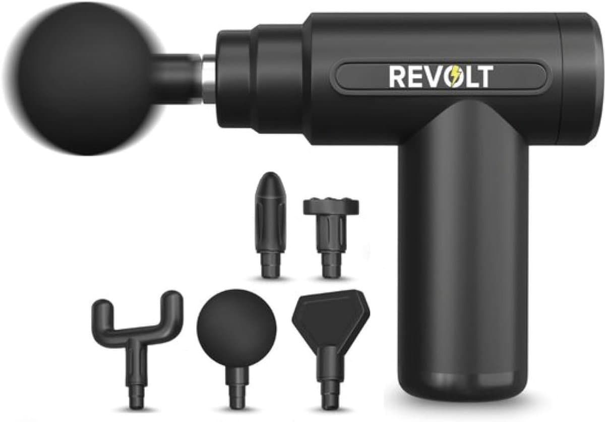 SnelShoppen - Mini Massage Gun - Massage Pistool voor Spierherstel - Inclusief 4 Opzetstukken en Adapter - 6 Snelheidsstanden - Professioneel Massage — afbeelding 1
