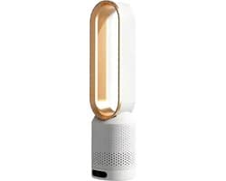 Kraftverdia Ventilator Staand - Bladloze Ventilator 58 cm - Luchtcirculator met Afstandsbediening, 8 Snelheden, 90° Oscillatie, Timer en Luchtzuivering – Veilig en Comfortabel voor Woonkamer, Slaapkamer en Kantoor - Goud