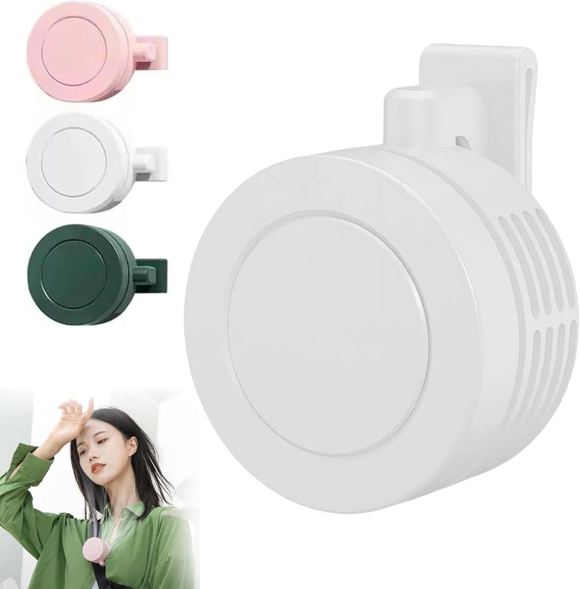 Mini clipventilator, draagbaar, stil, zonder bladen, oplaadbaar via USB, werkt op batterijen, 360° draaibaar, 3 snelheden instelbaar, hangend formaat, voor buitengebruik, landelijke stijl — afbeelding 1