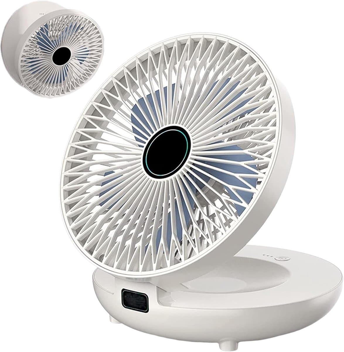 Wandventilator Opvouwbaar - Stille Circulator - Ruimte Besparen - Meertraps Ontwerp - 20.5B x 9.4H cm - Wit — afbeelding 1
