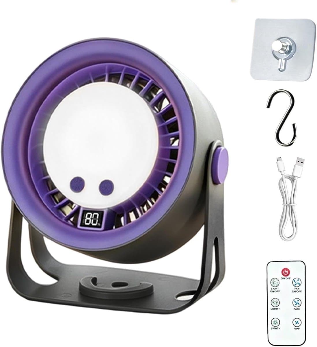 Bureauventilator - Ventilator met lamp - Comfort Binnen - 2-in-1 Draagbaar - 16 cm Hoog - Wit — afbeelding 1