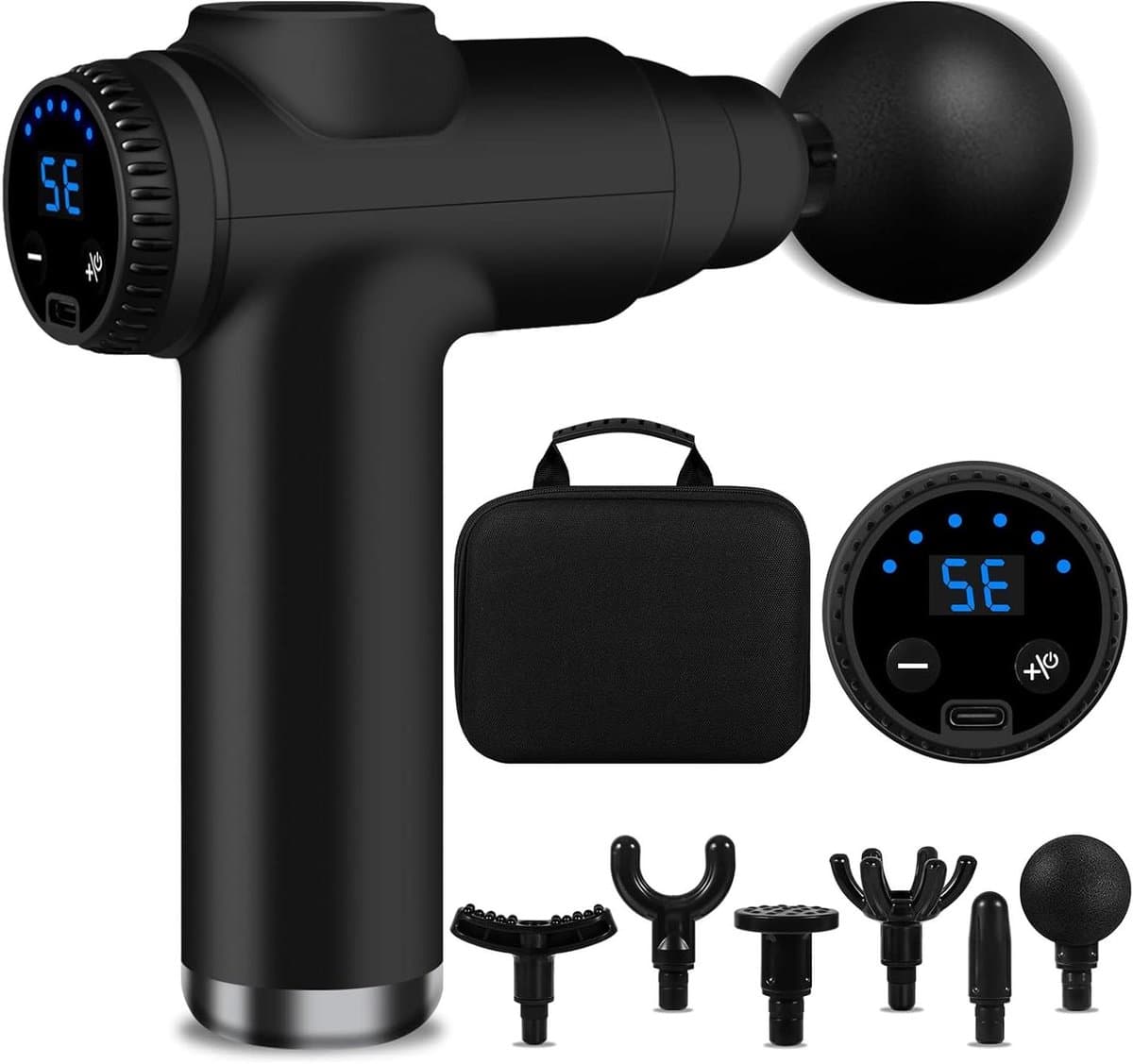 Massagepistool - Spierherstel Gun - Spierpijn Verlichten - 32 Niveaus - 15 x 5 x 20 cm - Zwart — afbeelding 1
