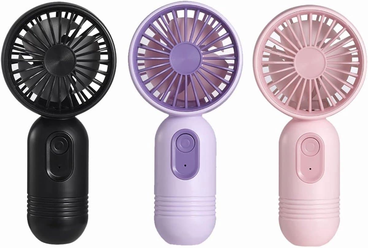 Ventilatoren - Mini draagbare ventilator 3-pack - met 3 snelheden en USB-oplaadbare wimperventilator voor stijlvolle meisjes, kinderen, vrouwen, mannen, kantoor — afbeelding 1
