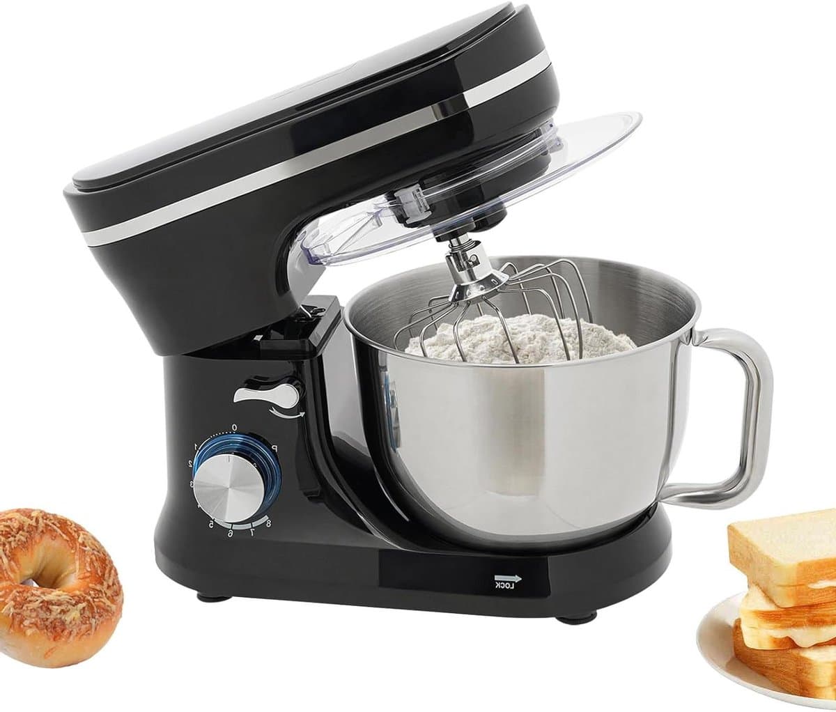 Keukenmachine - Mixer Kneedmachine - Bakken en Koken - Krachtige Koper Motor - 4.5L Kom - Zwart — afbeelding 1