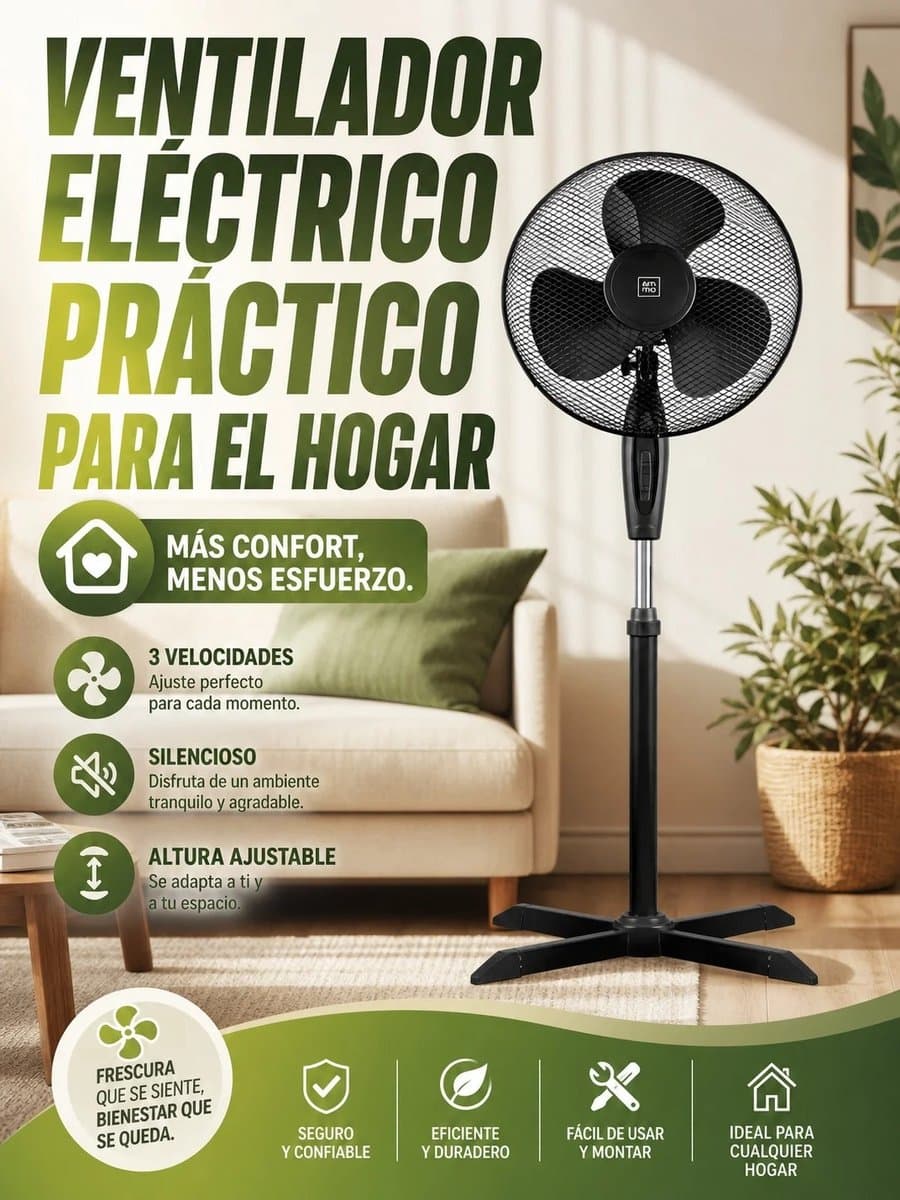 Wentinkmo Elektische staande Ventilator - diameter 45cm - Verstelbare hoogte tot 120 cm — afbeelding 1
