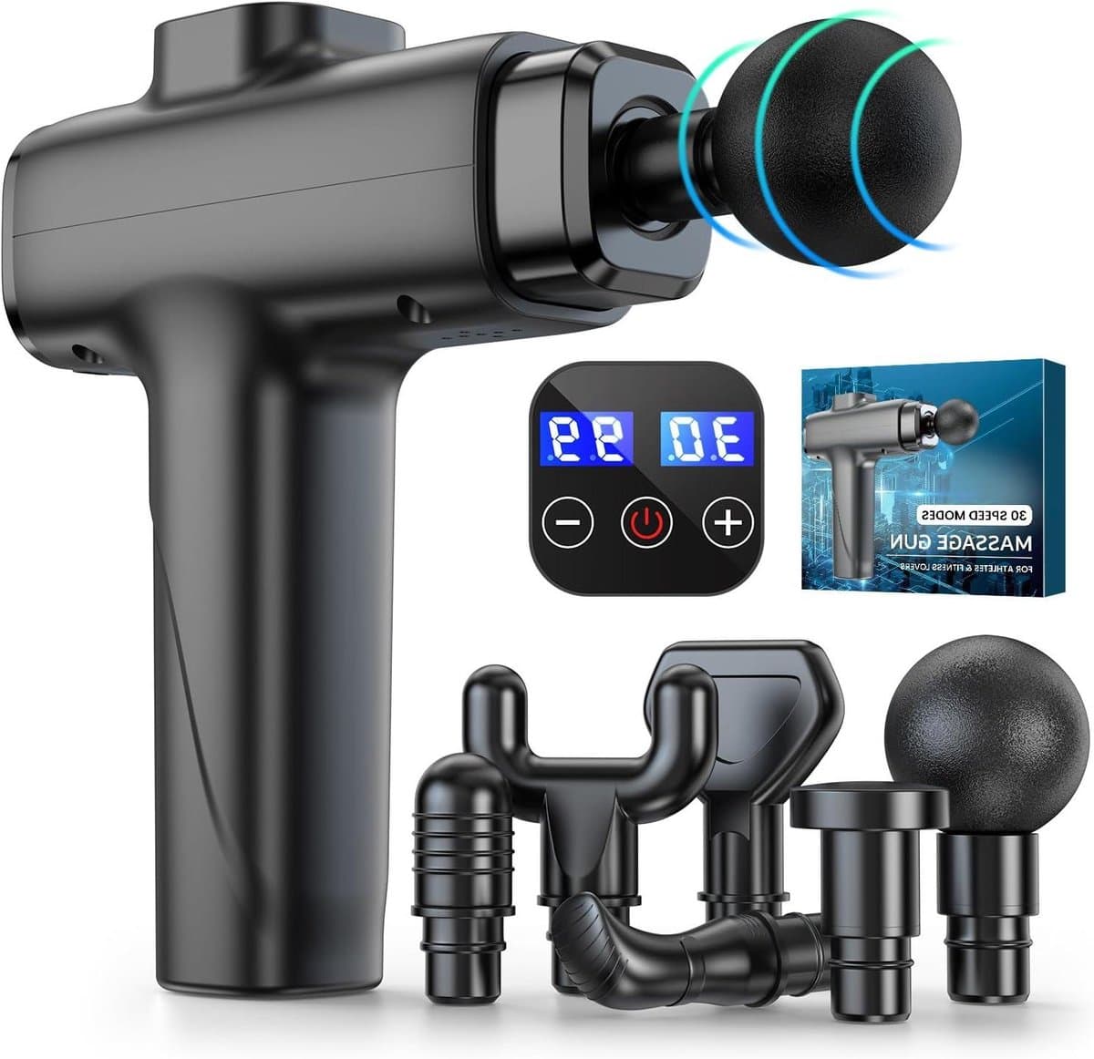 Massagepistool - Spierstimulator Percussie - Spierherstel - Stil en Krachtig - 12 mm diepte - Zwart — afbeelding 1