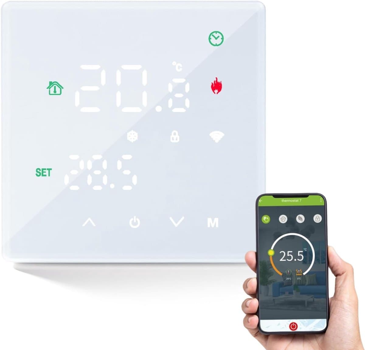 Thermostaat Vloerverwarming - Slimme Kamerthermostaat - Comfortabel Wonen - App & Spraakbesturing - 5A - Wit — afbeelding 1
