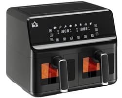 Heteluchtfriteuse 8L - Airfryer Dubbel - Gezond Koken - Dubbele Kamer - 2500W - Zwart