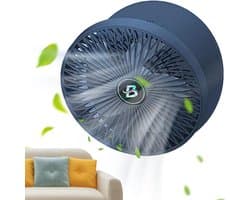 Ventilator Kamer - Luchtstroom Verhoger - Koelte Creëren - 90 Graden Verstelbaar - 1200 mAh Batterij - Blauw