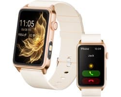 RAYOFI - Smartwatch - Nieuwe damessmartwatch 2026 - 1,57-inch sporthorloge - Hartslagmeting - Volledig touchscreen - Vierkant ontwerp - Stijlvol damessporthorloge - Goud - Compatibel met Android 5.0+ / iOS 10.0+
