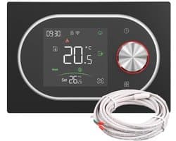 Slimme Thermostaat - Wifi Thermostaat - Klimaatregeling - App Bediening - 2-buis Systemen - Zwart Zilver