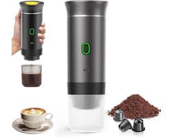 Beyahl - Draagbare Elektrische Espressomachine 3-in-1 - Zelfverwarmend Reis Koffiezetapparaat - Compatibel met Nespresso Capsules, Andere Capsules en Gemalen Koffie - USB Oplaadbaar - Grijs