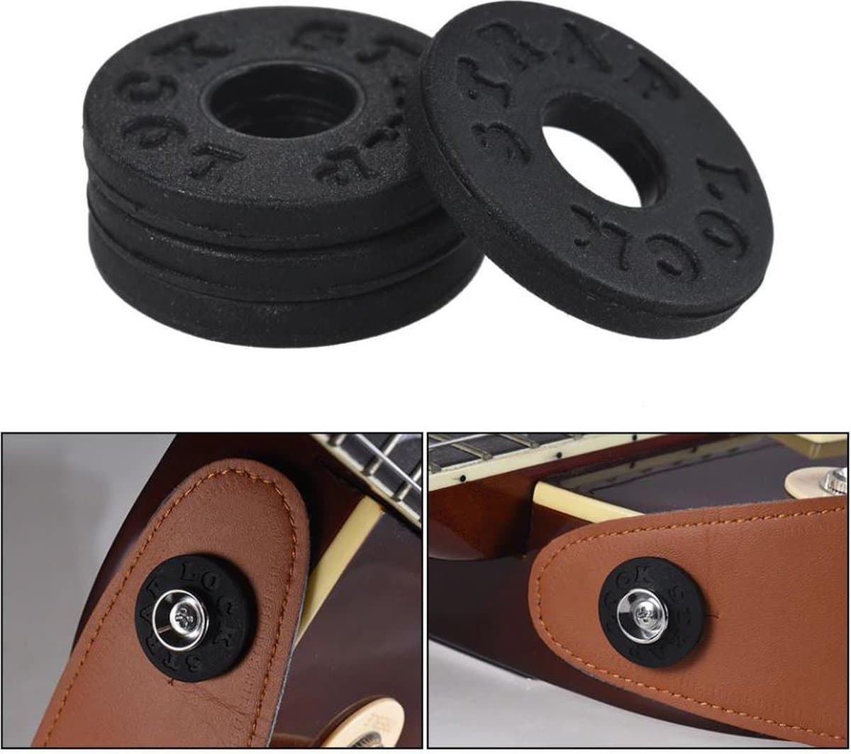 2 Stuks Straplocks - Gitaarband strap lock - Gitaarriem Blok Rubber - Strappin bevestiging - Strap Block Button - 2 stuks — afbeelding 1