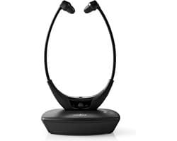 Nedis Draadloze TV-Koptelefoon - RF, frequentie 868 MHz - In-Ear - Batterij 1 werkingstijd standaard verbruik: 270 min - 35 m - Digitale Audio - Balanscontrole - Zwart