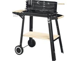 Grote Barbecue BBQ ideaal in de zomer met wielen - extra barbequespies van 70cm -