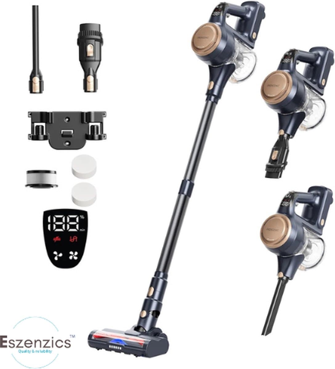 Eszenzics™ Steelstofzuiger ProP11 - Draadloos - Krachtige 30 kPa stofzuiger - 60 minuten - Ontwar borstel - 4-lagen filter - LED display - Handstofzuiger — afbeelding 1