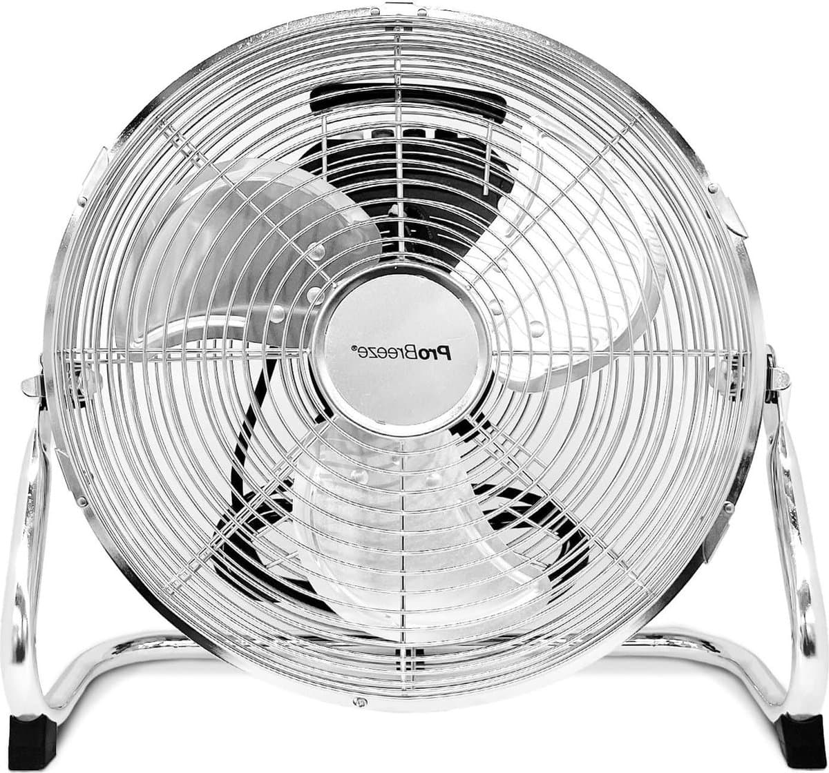 Zware Metalen Ventilator - 30cm Chroom Vloerventilator voor Thuis Kantoor & Sportschool - 3 Snelheden - 110 graden Verstelbare Oscillerende Ventilatorkop - Krachtige Circulatie Turbo fan — afbeelding 1