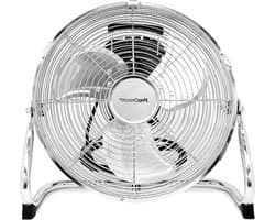 Zware Metalen Ventilator - 30cm Chroom Vloerventilator voor Thuis Kantoor & Sportschool - 3 Snelheden - 110 graden Verstelbare Oscillerende Ventilatorkop - Krachtige Circulatie Turbo fan