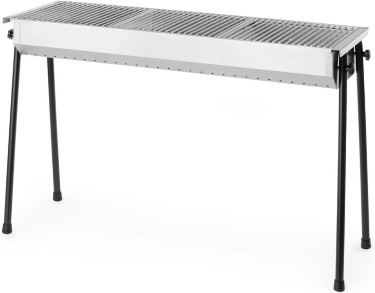 HENDI Houtskoolbarbecue – RVS – Demontabele poten – 3 roosters – 1145x380x770 mm — afbeelding 1