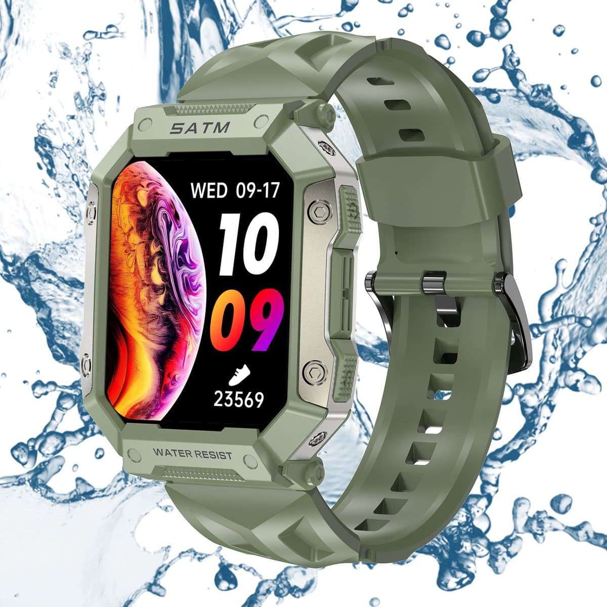 Tijdspeeltgeenrol PG Smartwatch - Groen - Waterdicht IP68, Gezondheidstracker met GPS, Hartslagmeter en Lange Batterijduur — afbeelding 1