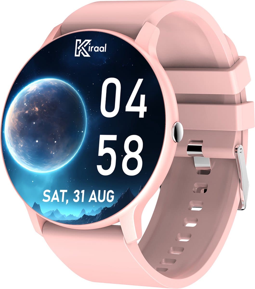 Kiraal Fit 5 - Smartwatch Dames - Stappenteller - Full Screen - Fitness Tracker - Activity Tracker - Smartwatch Android & IOS - Roze — afbeelding 1