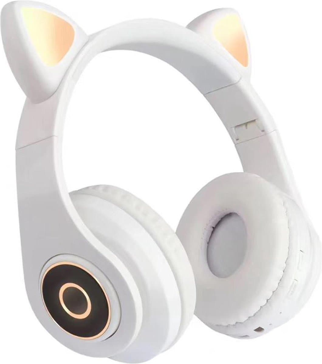 kinder koptelefoon kitty cat wit met led oortjes — afbeelding 1