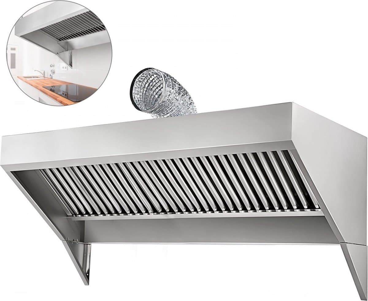 Afzuigkap Recirculatie, Afvoerlucht/Circulatielucht Afzuigkappen, Aluminium Vetfilter Wandmontage, Roestvrij Staal en Aluminiumfolie, Aluminium Vetfilter Wandafzuigkap, Gewicht 43 kg/95 lb — afbeelding 1