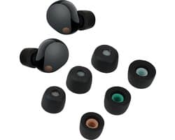 kwmobile 6x cover voor oordopjes - geschikt voor Sony WF-1000XM5 - Van memory foam in zwart - Maat S, M en L