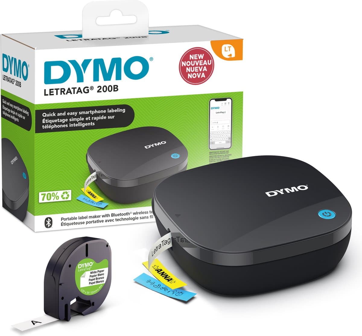 DYMO LetraTag 200B Bluetooth Labelprinter + tape — afbeelding 1