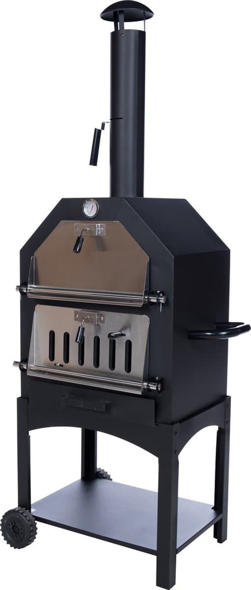 RedFire – Lorenzo Outdoor Oven – Zwart - Staal – Stevig staal - Industrieel – Terrasverwarming – Sfeerhaard – Oven – inclusief: Pizza Plaat - Oven 50 x 37 cm — afbeelding 1