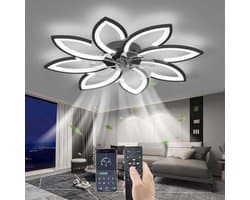8 Sterren Plafondlamp Met Ventilator - Zwart - Met Afstandsbediening - Smart lamp - Dimbaar Met App - 6 Standen Ventilator - Woonkamerlamp - Moderne lamp - Plafoniere — afbeelding 1