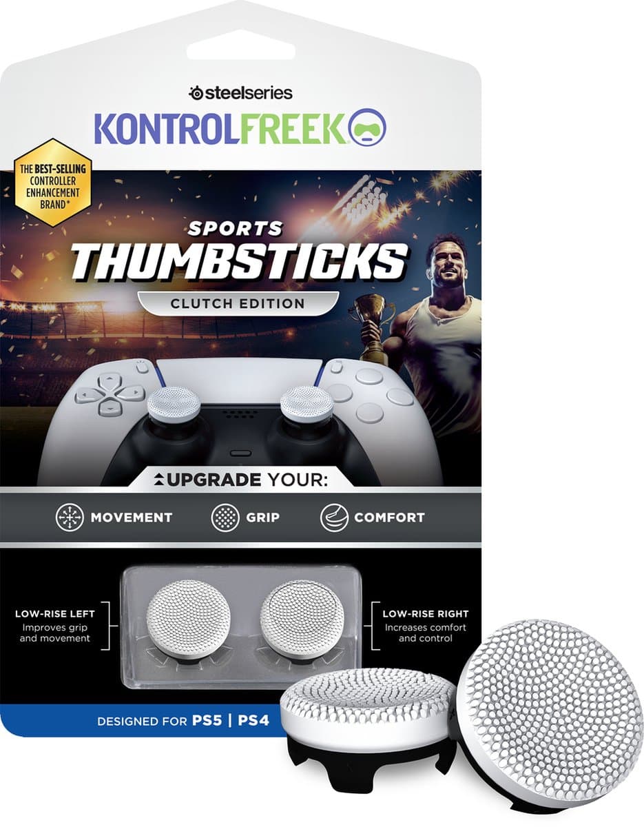 KontrolFreek Sports Clutch Thumbsticks - White/Black - PS5/PS4 — afbeelding 1