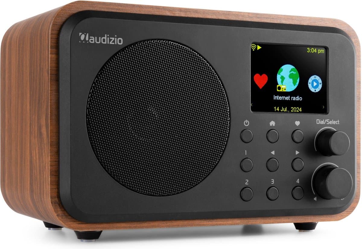 DAB radio - Audizio Vicenza - DAB / DAB+ en Internet radio met Bluetooth - WIFI - Accu - Zwart / Hout — afbeelding 1